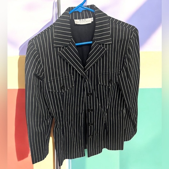 Body Action Design Jeffery halper collard Black & white striped blazer MEDIUM - Picture 1 of 5